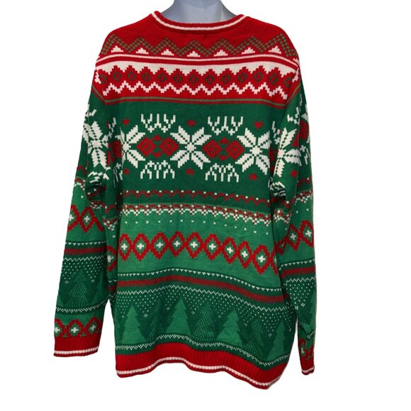 Holiday Time Ugly Sweater Mens 3XL 54 56 Christmas Bull Cow Opening Gift Bells - Picture 6 of 9